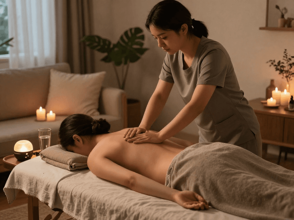 Experience relaxing 성남출장안마 in a soothing home massage environment with tranquil lighting and essential oils.