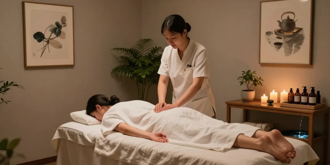 Enjoying an 인천출장마사지 experience in a serene wellness spa with calming decor and aromatic oils.