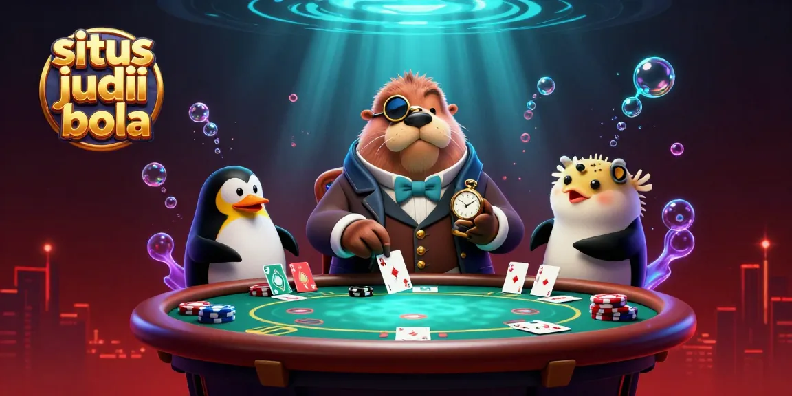 Permainan situs judi bola dengan poker 3D dan karakter lucu meriah di bawah laut.