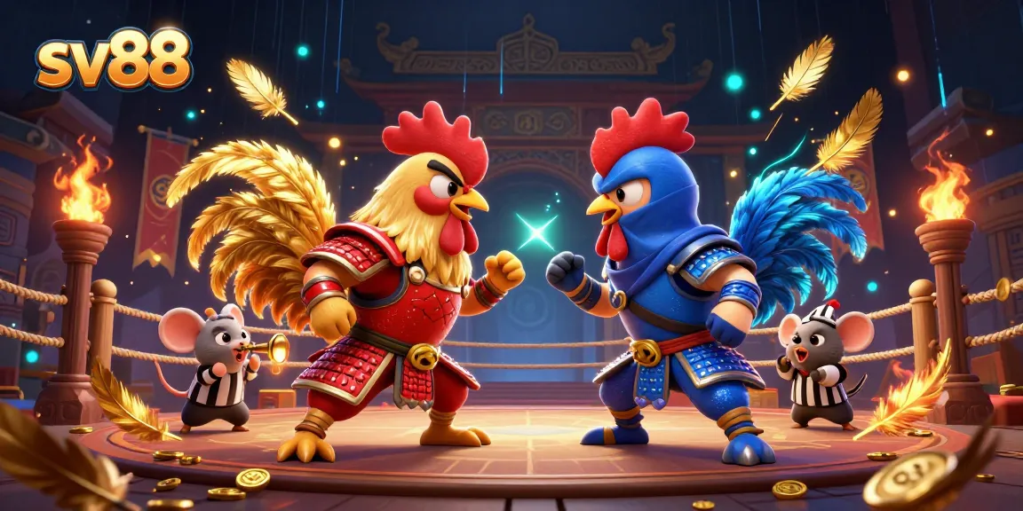 Engage with sv88’s thrilling cockfighting scene featuring dynamic roosters in battle.