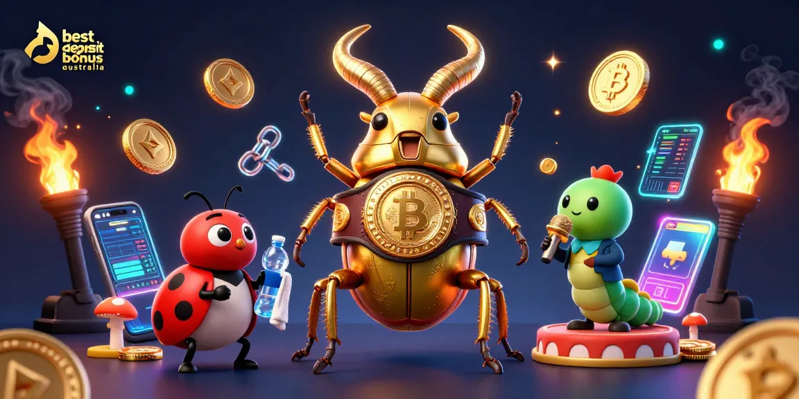 Experience the excitement of the best no deposit bonus Australia with animated casino characters and crypto elements.