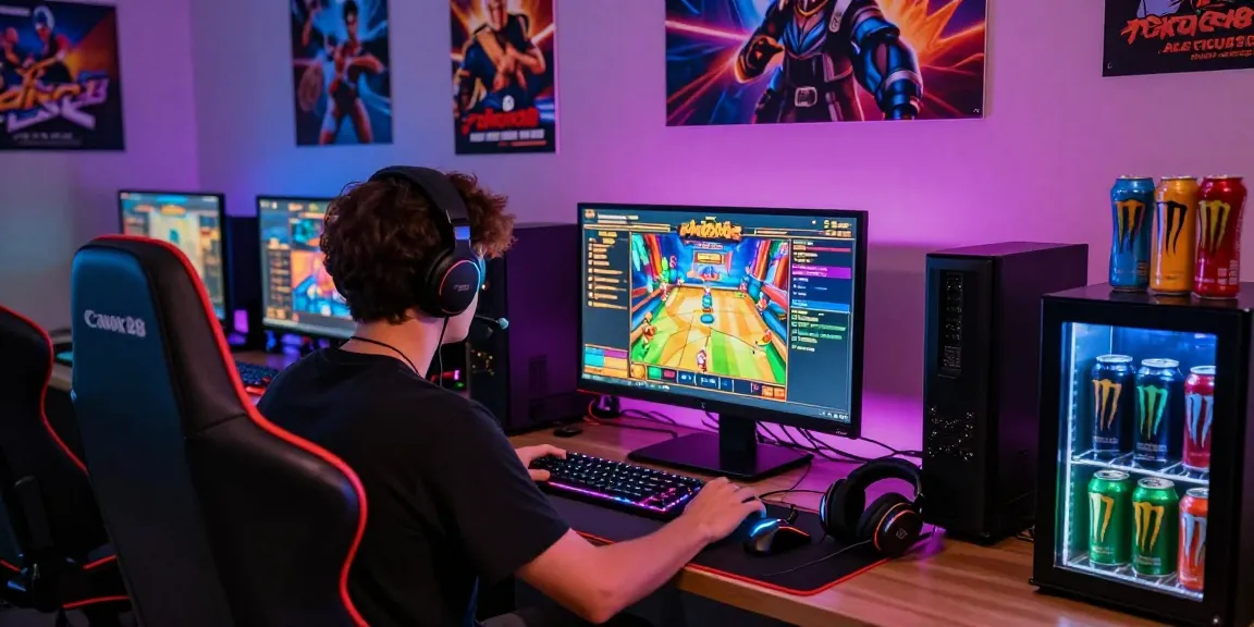 Engaging player experience in rokok88 slot game with vibrant gaming setup.
