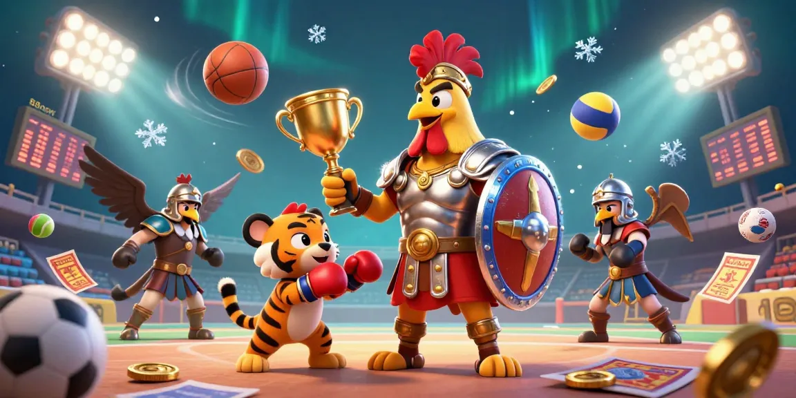 Engage in thrilling sports betting action with the vibrant 888new illustration featuring a gladiator rooster.