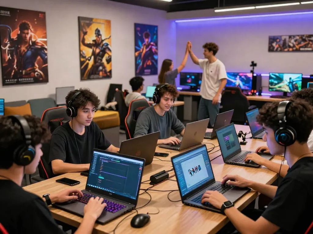 Players enjoying engaging games on https://choinohu.vip/ in a vibrant gaming hub.
