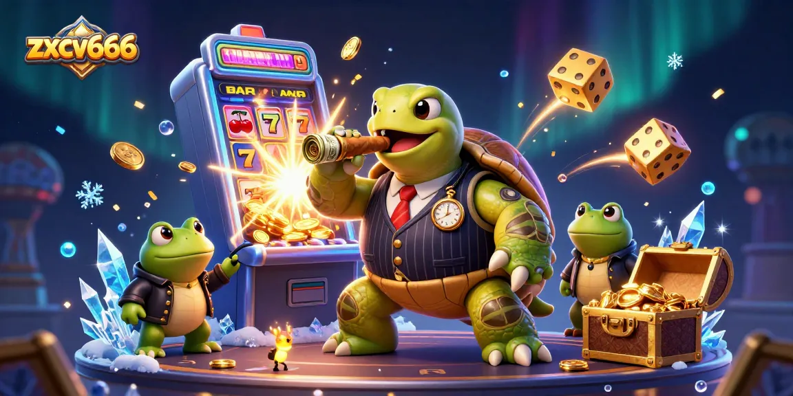 Win big with zxcv666 at a vibrant online casino featuring a turtle mobster and lively themes.