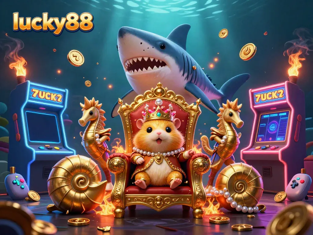 Experience thrilling gameplay with the lucky88 hamster king surrounded by vibrant casino elements.
