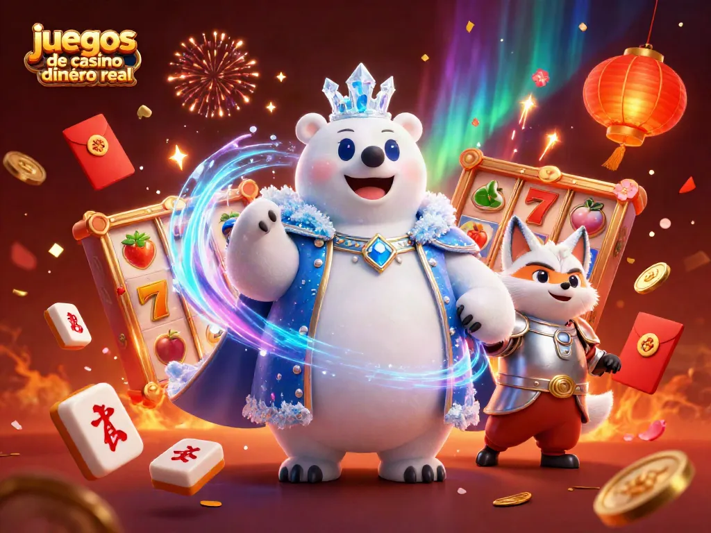 Disfruta de juegos de casino dinero real con emocionantes tragamonedas en una vibrante ilustración 3D.