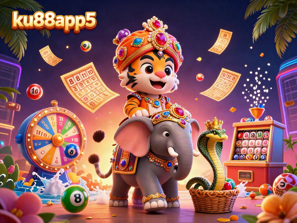 Engage with ku88app5 as a vibrant elephant and maharaja tiger deliver lottery excitement.