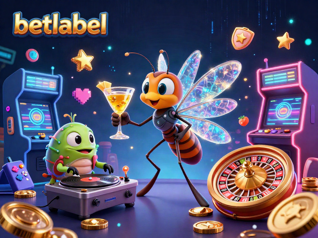 Engage with betlabel's lively casino scene featuring vibrant characters and gaming elements.
