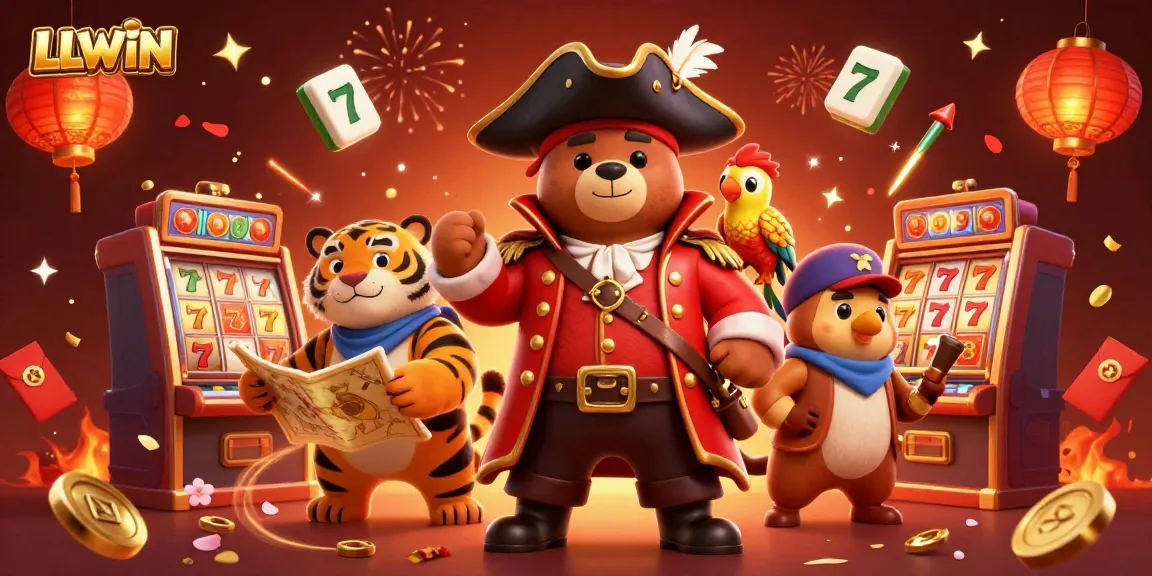 Experience thrilling LLWIN gameplay with vibrant 3D characters amid jackpot excitement and festive elements.
