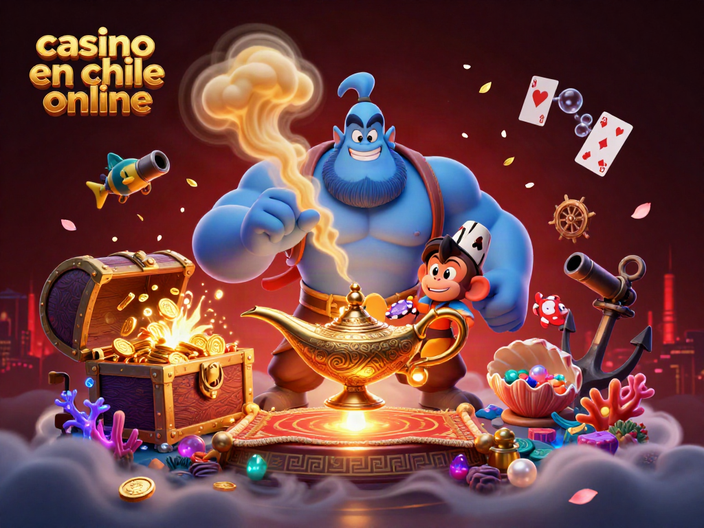 Descubre el casino en Chile online con tragamonedas y bonus emocionantes en esta ilustración vibrante.