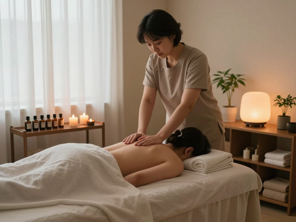 Inviting 강북출장안마 therapy session showcasing skilled masseur in a serene room.