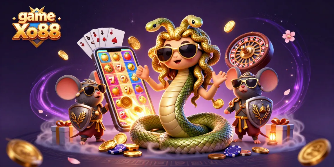 Experience thrilling gameplay with game Xo88 illustrated in vibrant 3D casino scene.