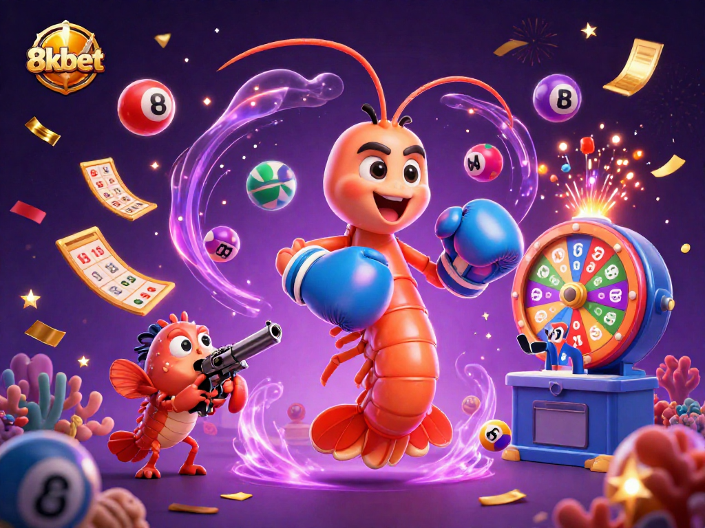 Experience the excitement of 8xbet with colorful lottery games and vibrant characters bursting with energy.