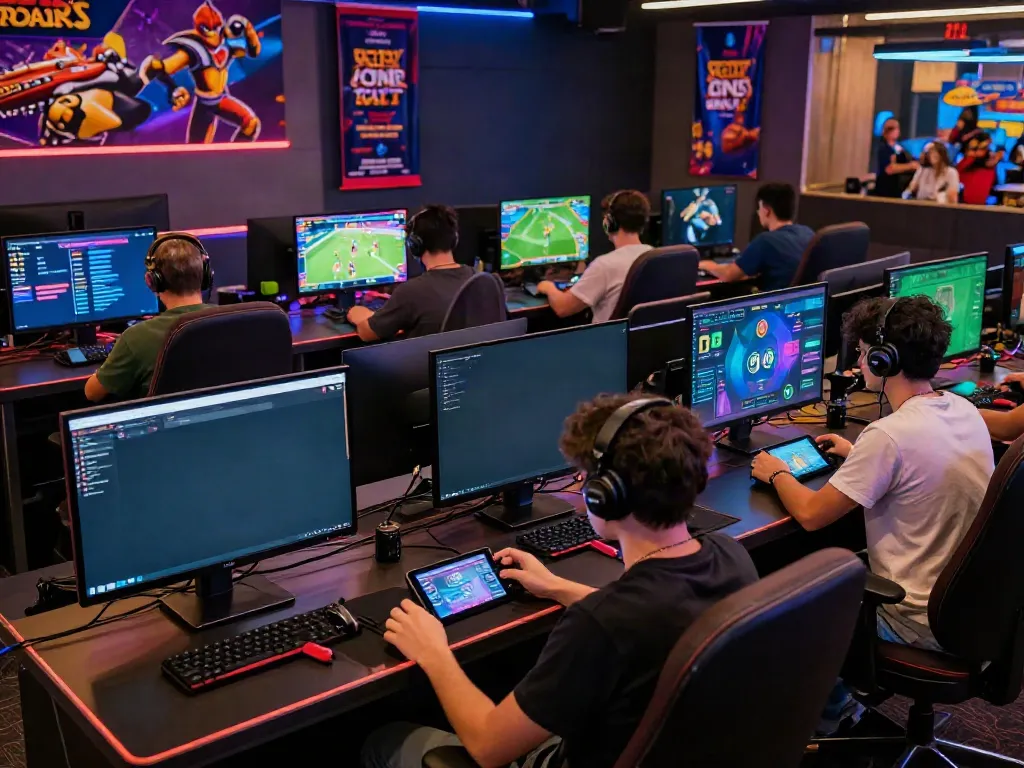 Exciting gaming scene at https://man88.hair/ featuring diverse players engaging in sports betting and casino games in a vibrant atmosphere.