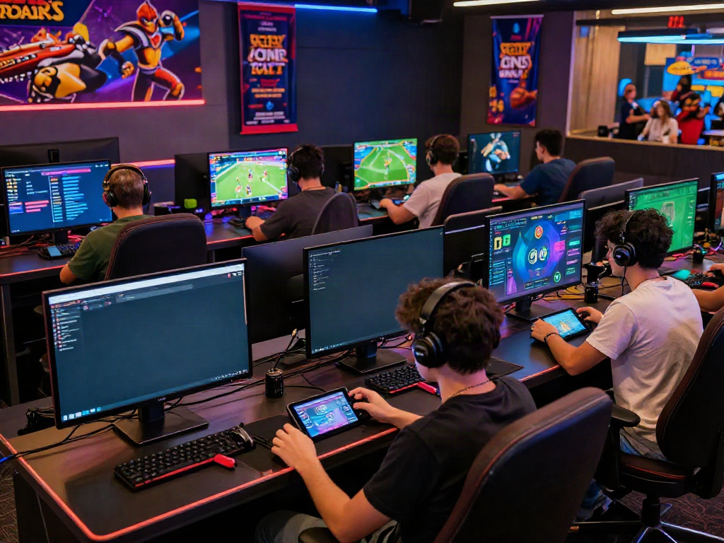 Exciting gaming scene at https://man88.hair/ featuring diverse players engaging in sports betting and casino games in a vibrant atmosphere.