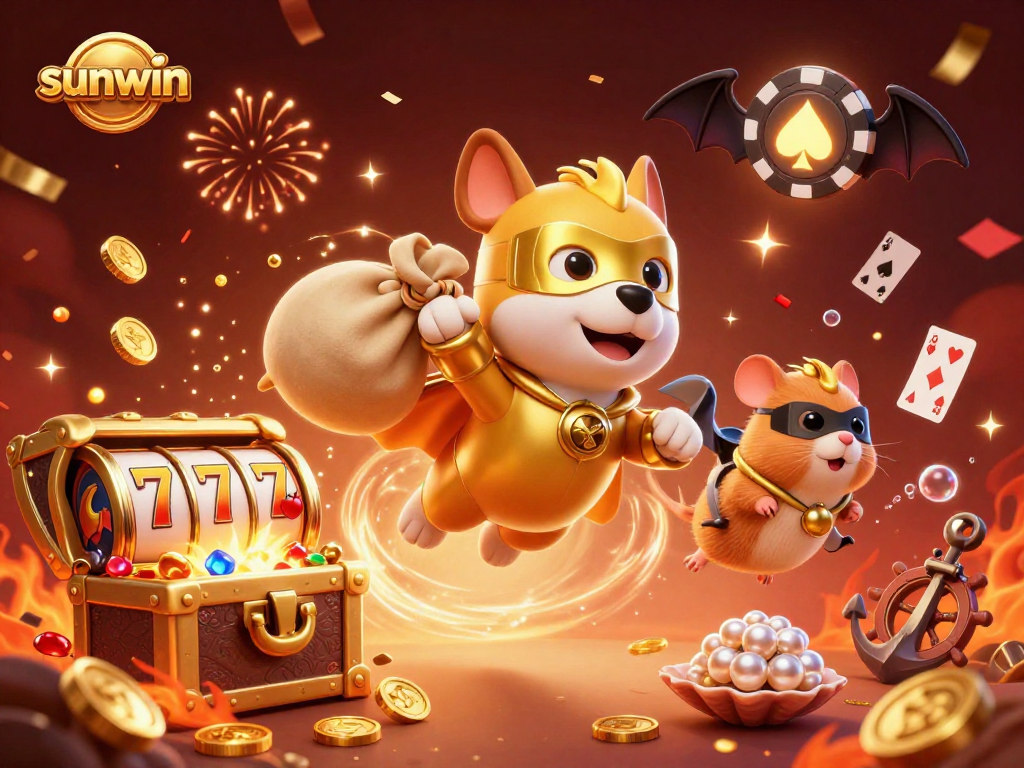 Experience thrilling wins with sunwin's dynamic casino action in a vibrant 3D illustration.