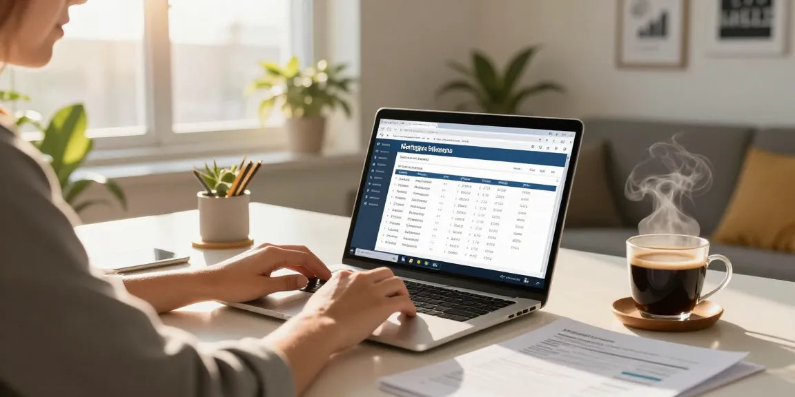 Calculador euribor displayed on laptop in modern home office, warm golden hour light filling the space.