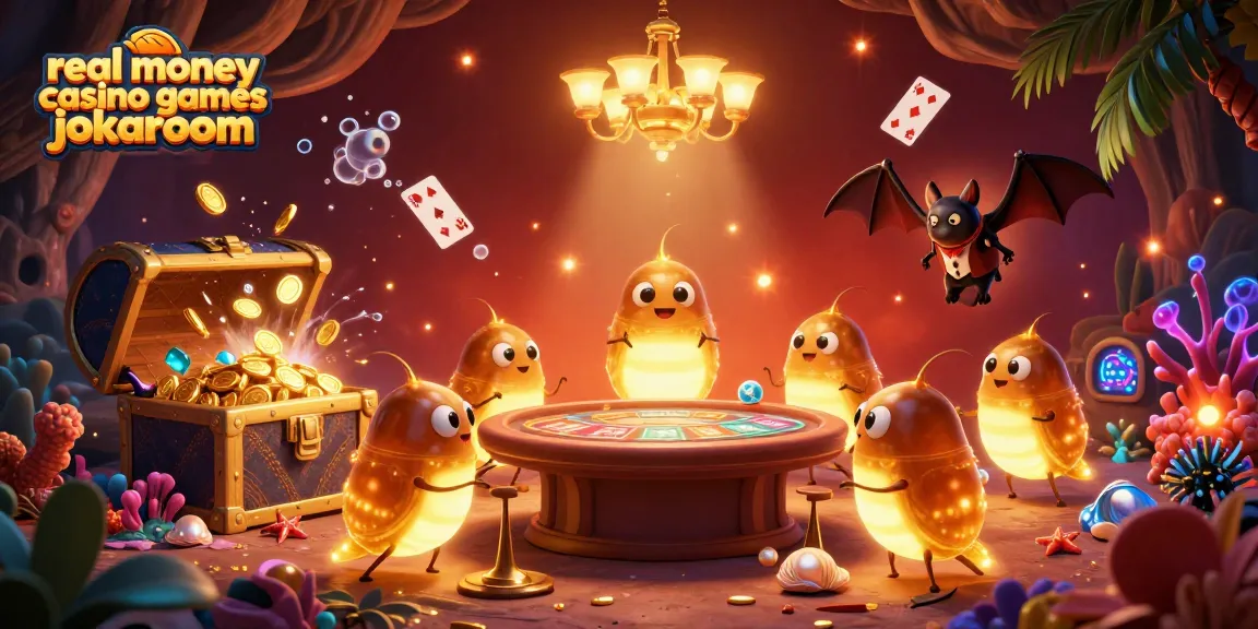 Experience real money casino games jokaroom in a vibrant 3D casino scene with animated glowworms and a bat dealer.