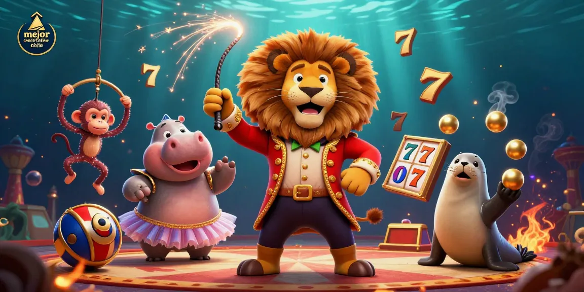 Ilustración sobre el mejor casino online Chile con un león y elementos de juego.