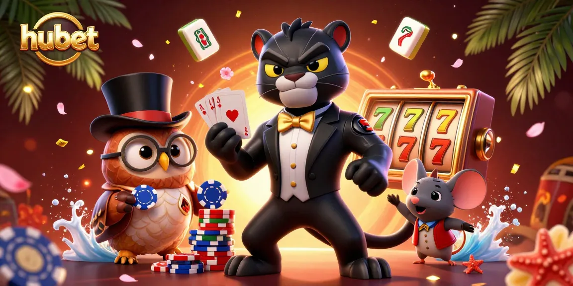 Experience exciting gameplay at hubet with a vibrant scene featuring casino characters and joyful elements.
