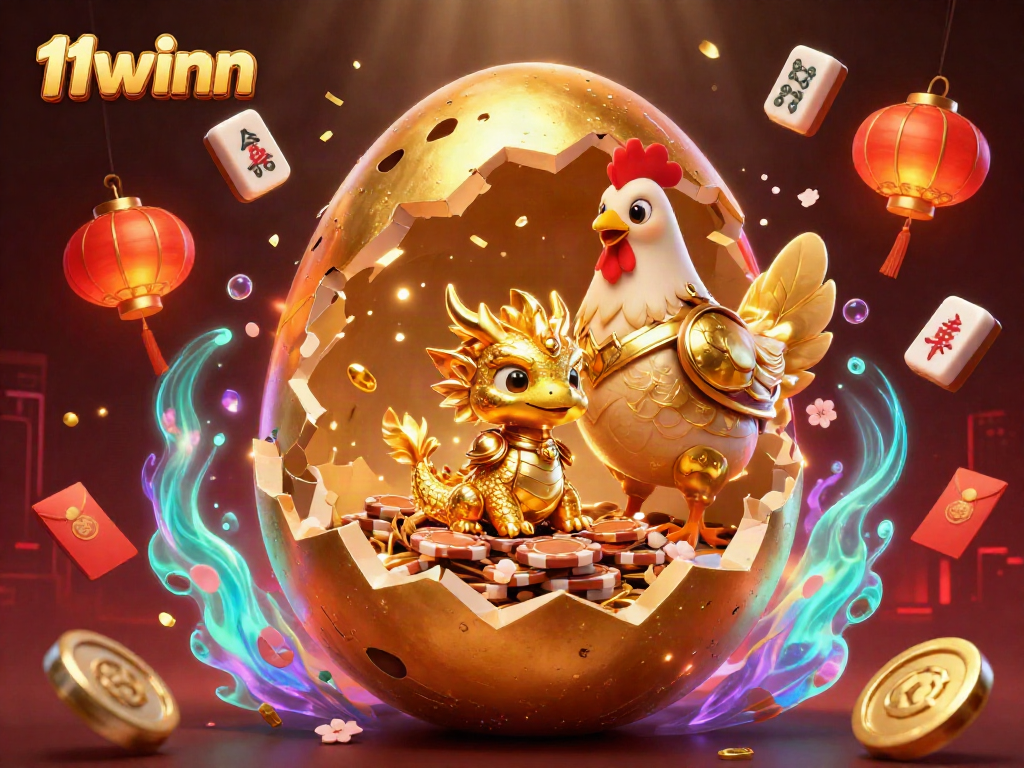 Experience winning excitement with 11winn's vibrant casino theme, showcasing a golden dragon and poker chips.