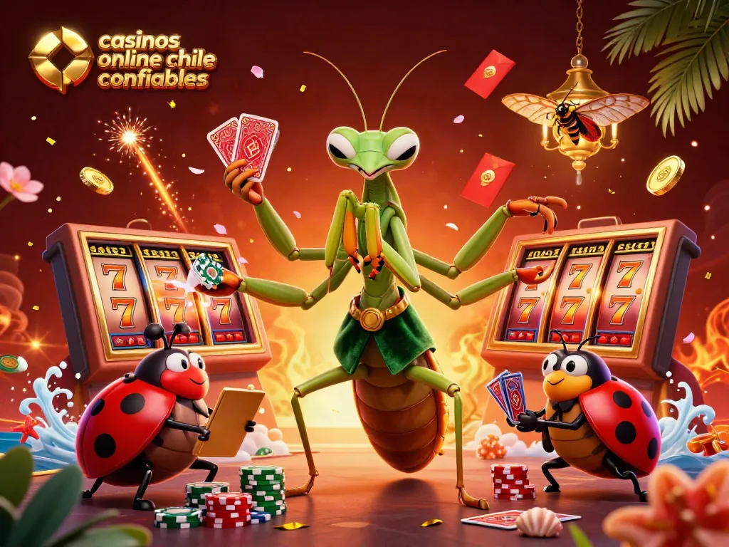 Disfruta de promociones en casinos online Chile confiables con una emocionante ilustración de un camaleón y otros personajes.