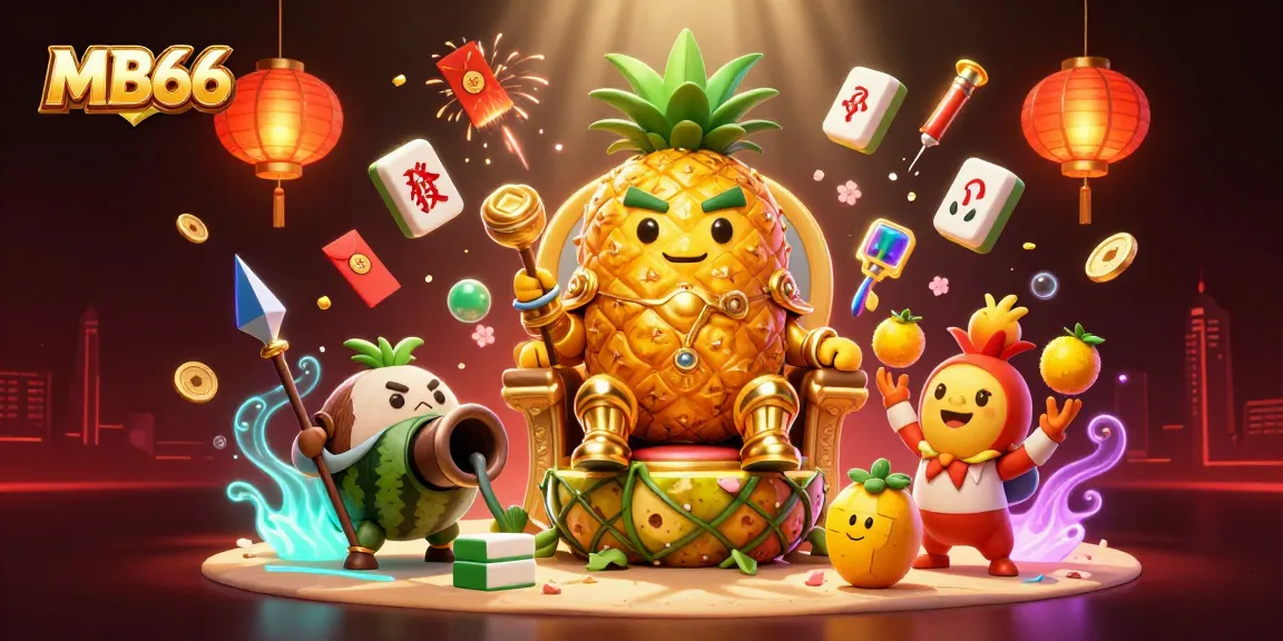 Engage in thrilling gameplay at MB66 with the golden pineapple king and vibrant casino elements.
