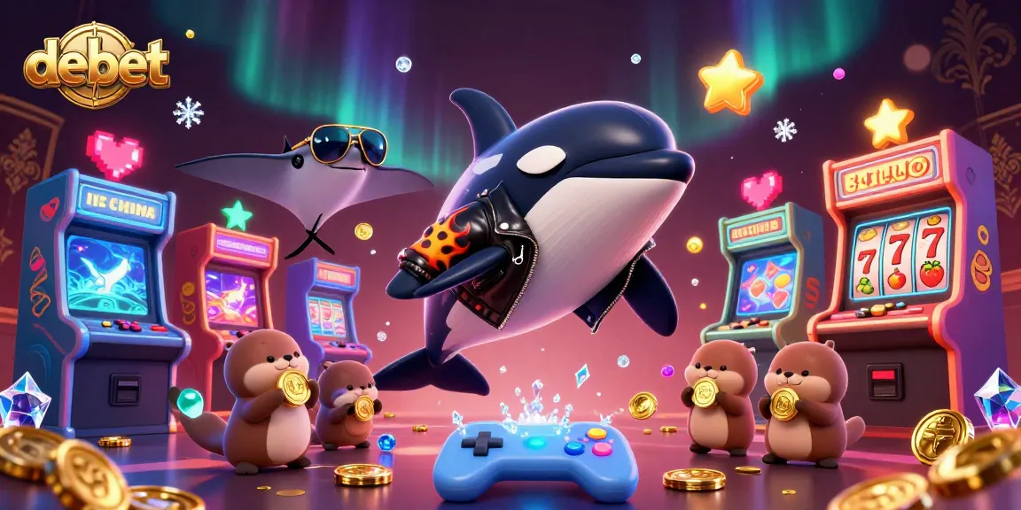 Experience debet's vibrant 3D casino scene with animated characters and colorful gaming elements